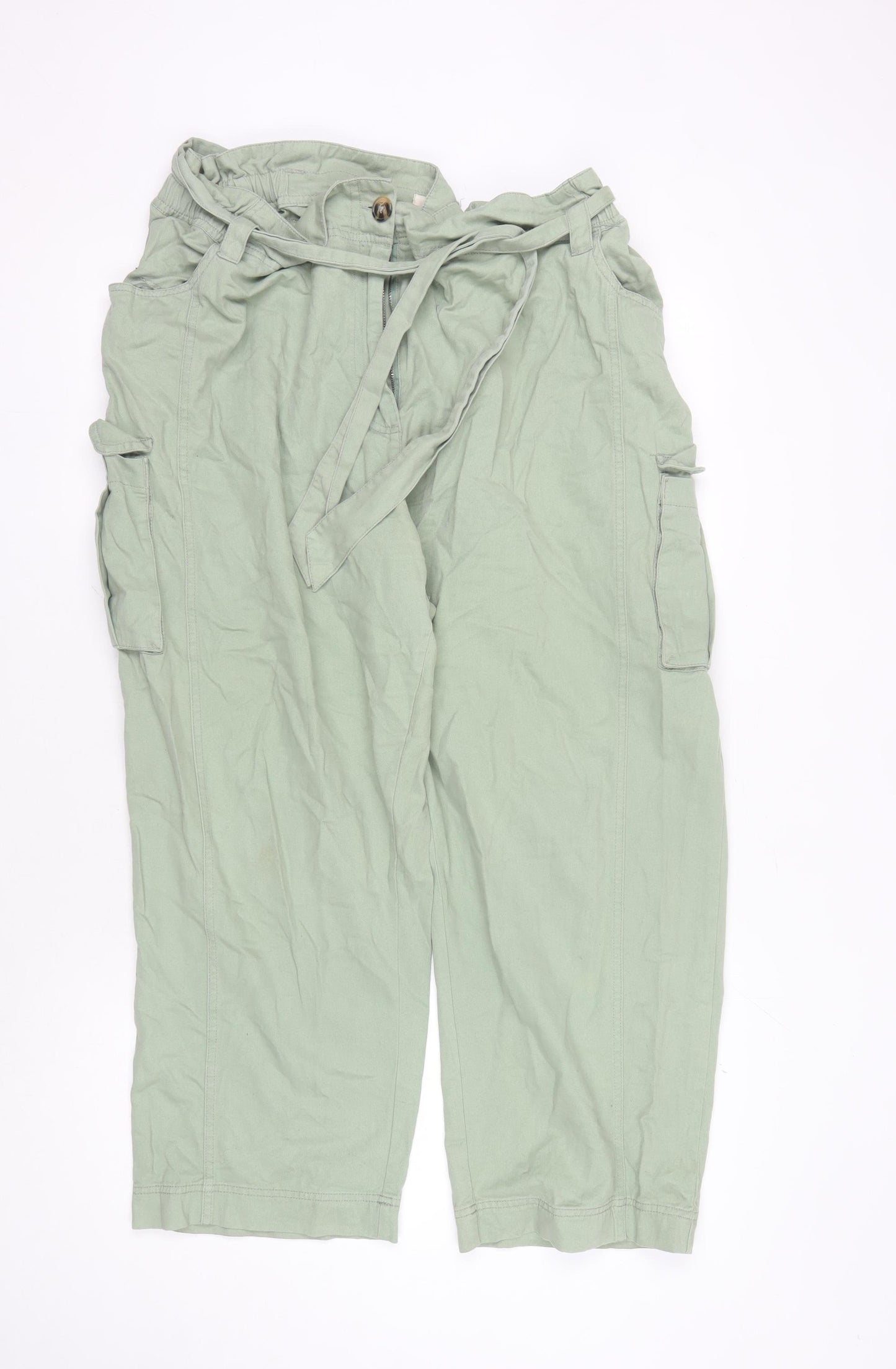 Marks and Spencer Women's Green Wide-Leg Trousers XL