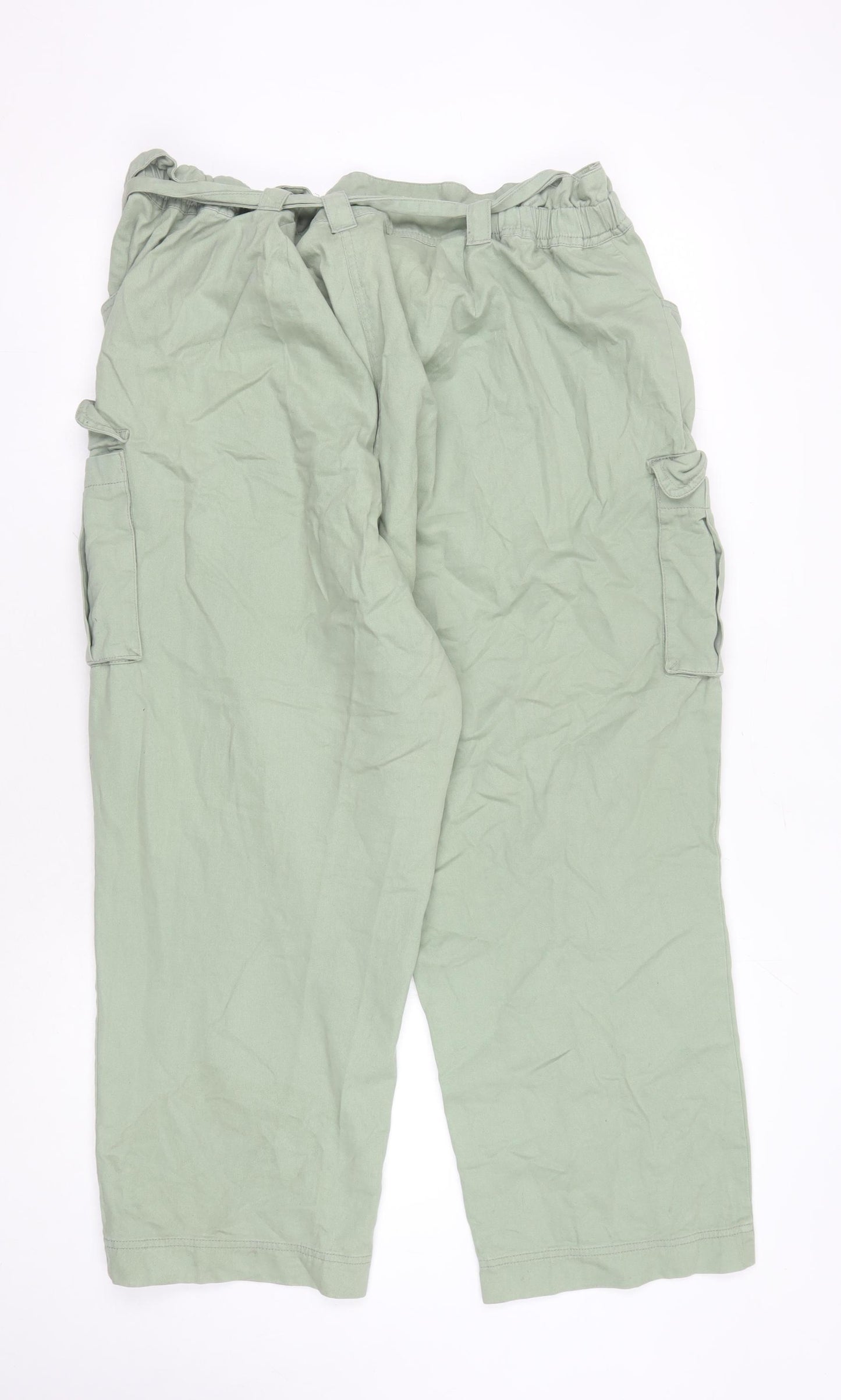 Marks and Spencer Women's Green Wide-Leg Trousers XL
