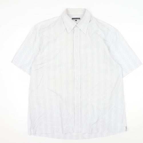 Austin Reed Men's White XL Striped Short Sleeve Shirt