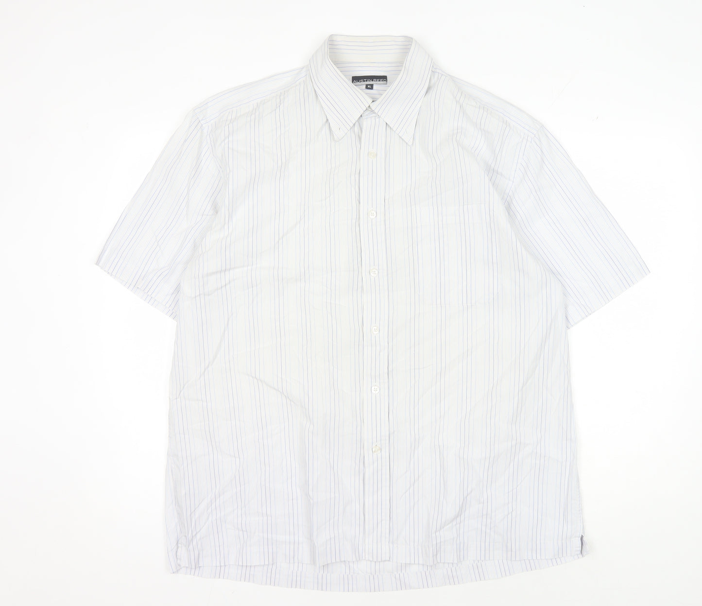Austin Reed Men's White XL Striped Short Sleeve Shirt