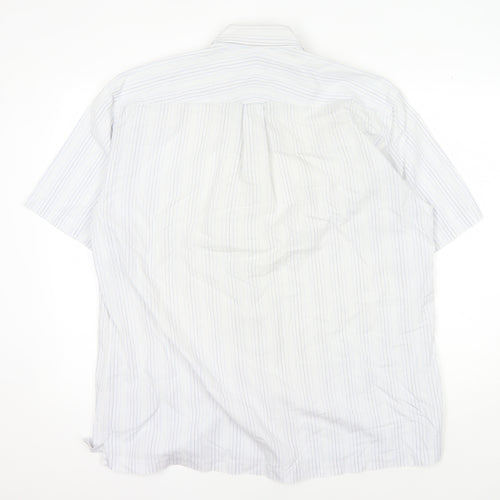 Austin Reed Men's White XL Striped Short Sleeve Shirt