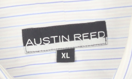 Austin Reed Men's White XL Striped Short Sleeve Shirt