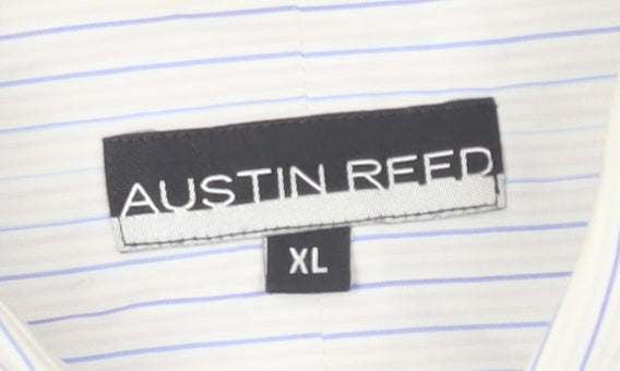 Austin Reed Men's White XL Striped Short Sleeve Shirt