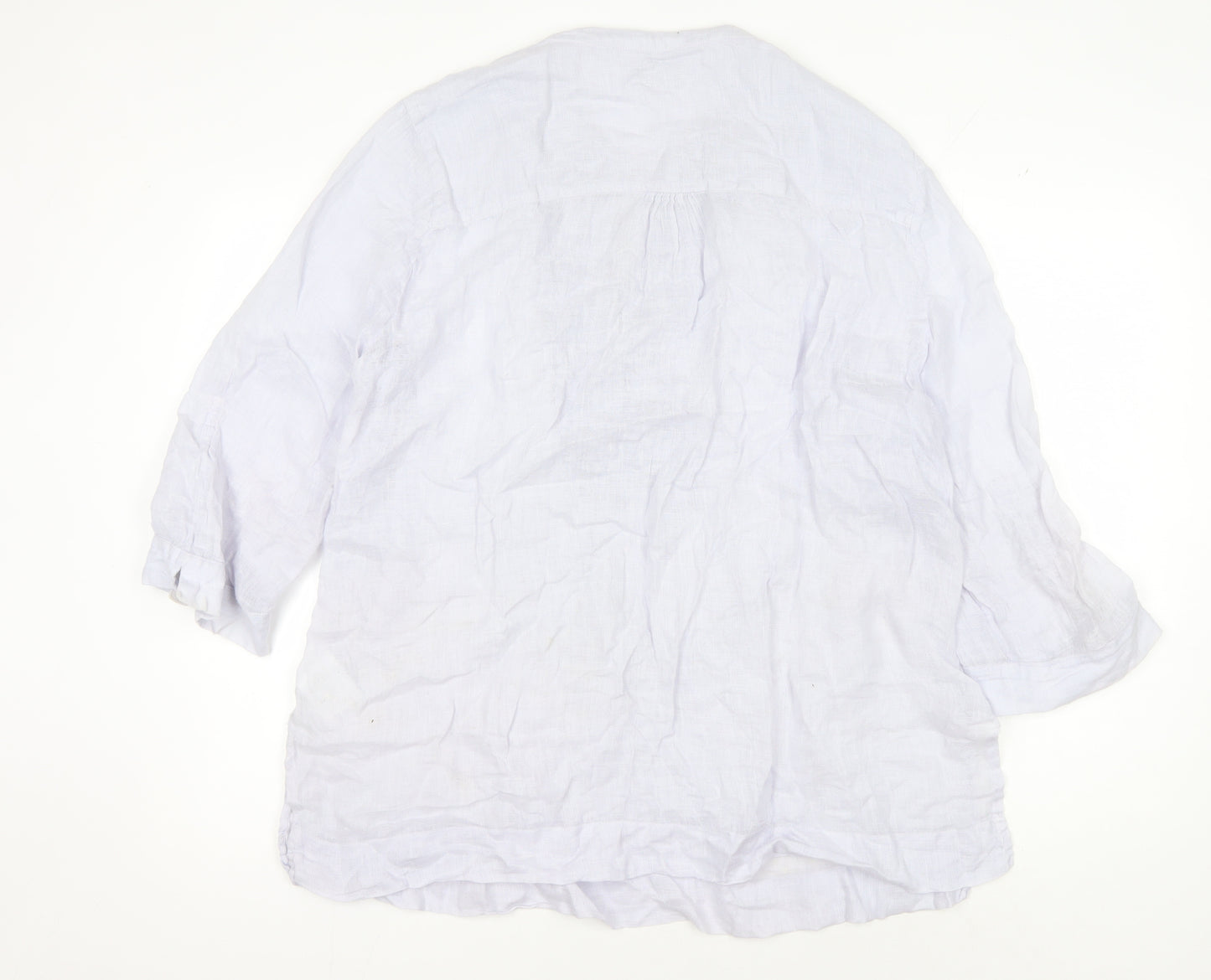 Jaeger Women's White Linen 3/4 Sleeve Blouse Size 16