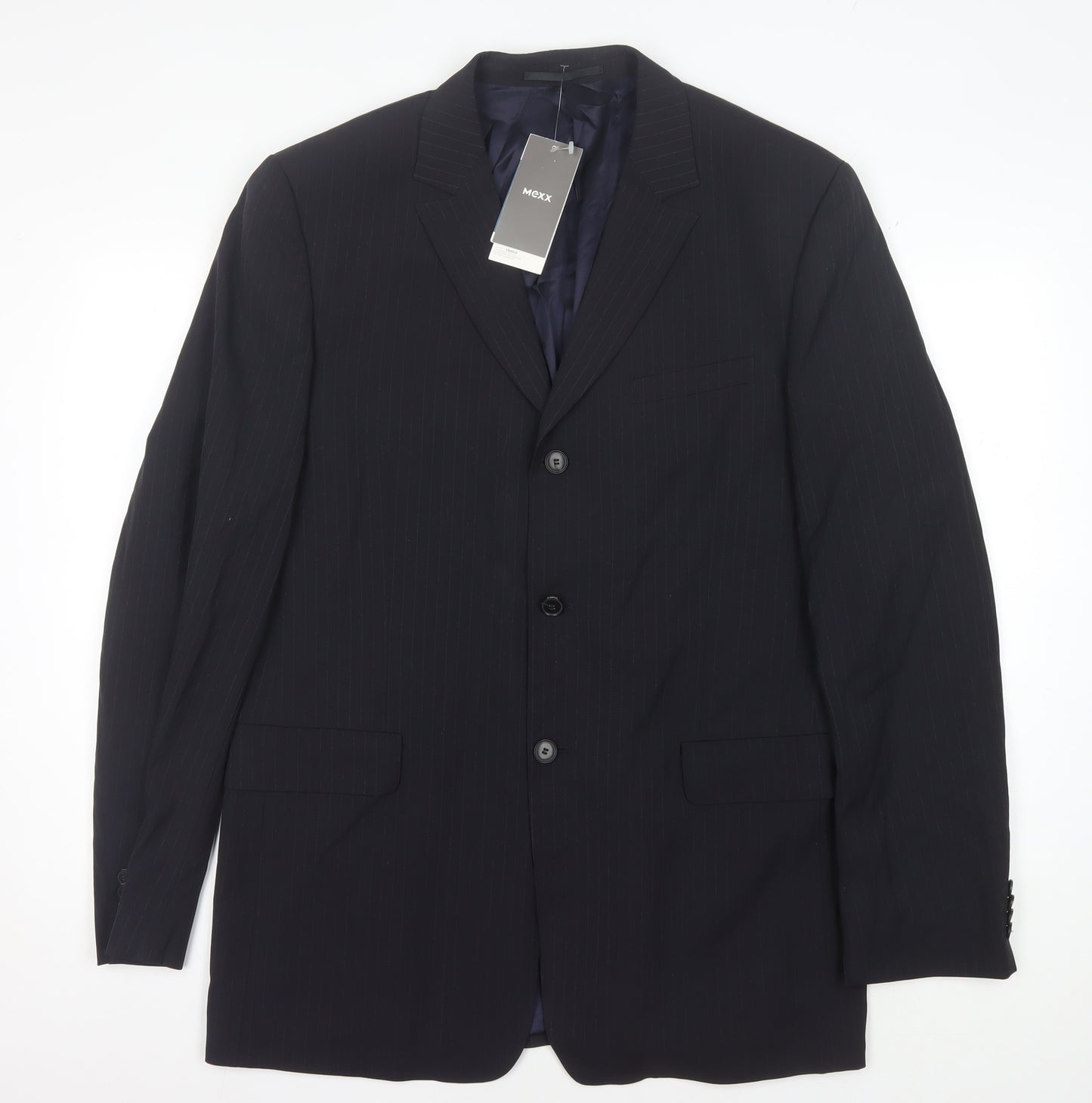 Mexx Men's Blue Striped Blazer Jacket Size UK 42