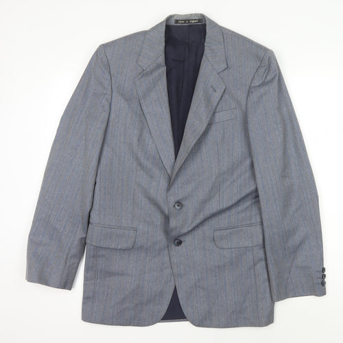 Powell's Grey Men's Blazer, Size 39R, Wool, Two-Button, Stripe