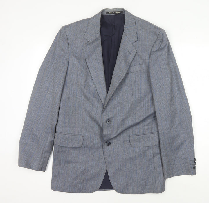 Powell's Grey Men's Blazer, Size 39R, Wool, Two-Button, Stripe