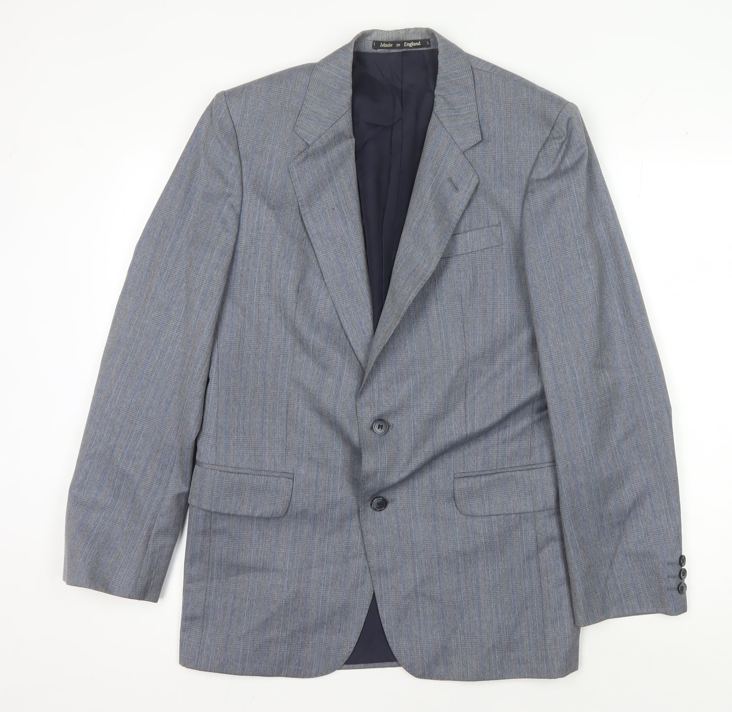 Powell's Grey Men's Blazer, Size 39R, Wool, Two-Button, Stripe