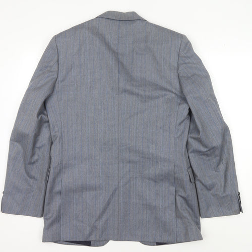 Powell's Grey Men's Blazer, Size 39R, Wool, Two-Button, Stripe