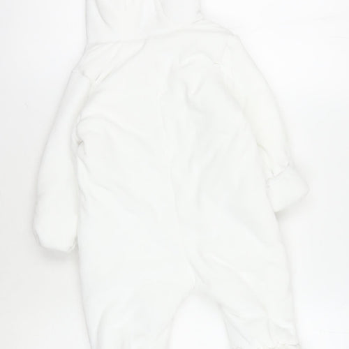 Marks and Spencer White Unisex Babygrow, 9-12 Months, Hooded