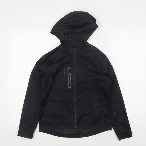 Kipsta Boys' Black Polyester Hooded Jacket, Size 10 Years