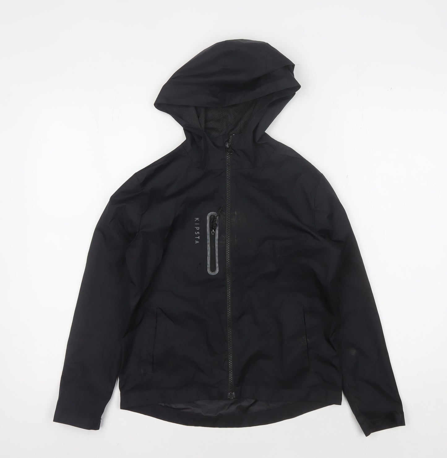 Kipsta Boys' Black Polyester Hooded Jacket, Size 10 Years