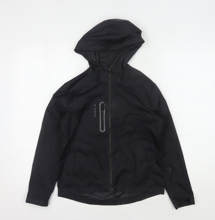 Kipsta Boys' Black Polyester Hooded Jacket, Size 10 Years