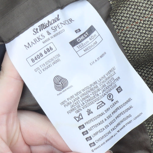 Marks and Spencer Men's Khaki Wool Blazer 40R