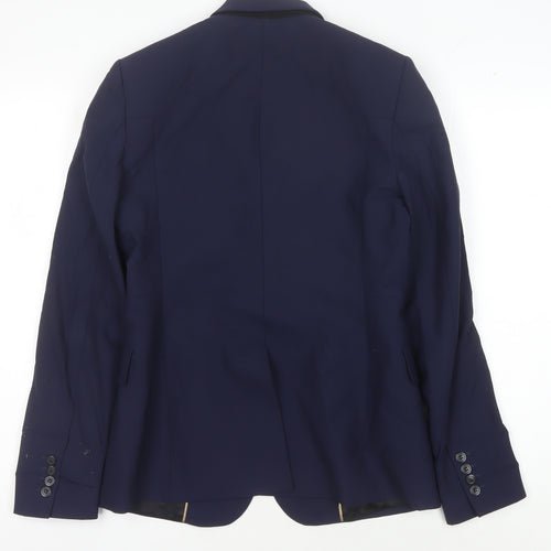Whistles Women's Blue Wool Blazer Size 10 Classic Fit
