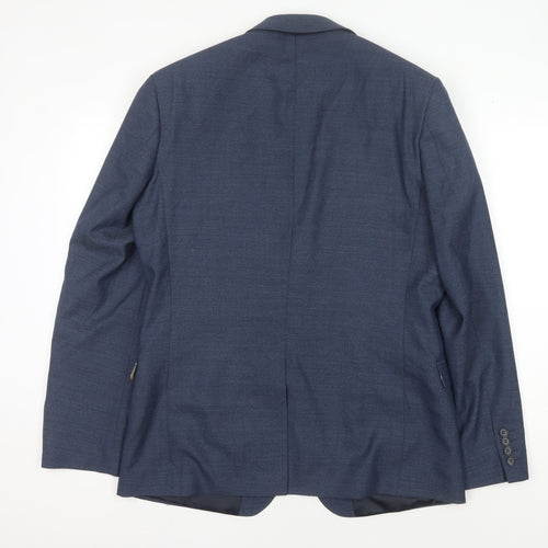 Ben Sherman Men's Blue Single Breasted Wool Blend Blazer Jacket Size 42 Regular