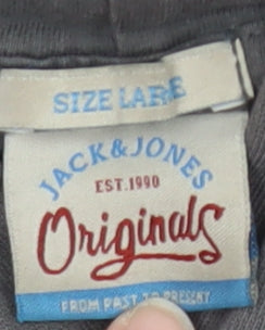 Jack & Jones Men's Grey Hoodie, Size L, Graphic Print