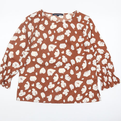 French Connection Women's Brown Animal Print Blouse L