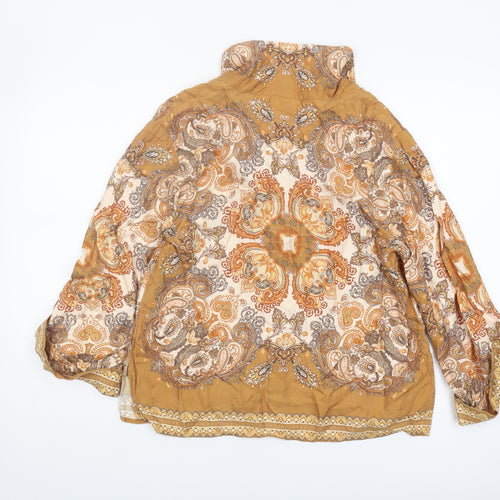H&M Women's Brown Paisley Blouse Size 10 V-Neck