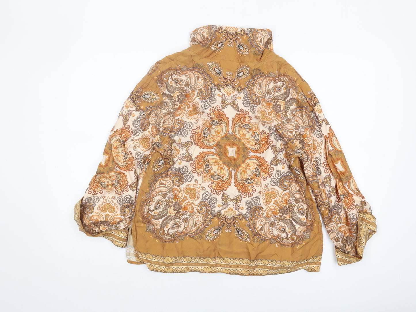 H&M Women's Brown Paisley Blouse Size 10 V-Neck