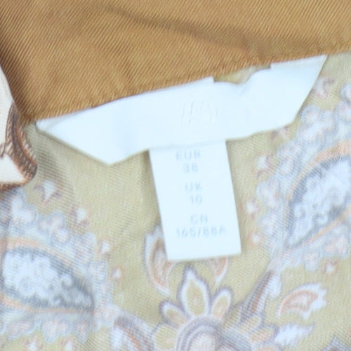 H&M Women's Brown Paisley Blouse Size 10 V-Neck