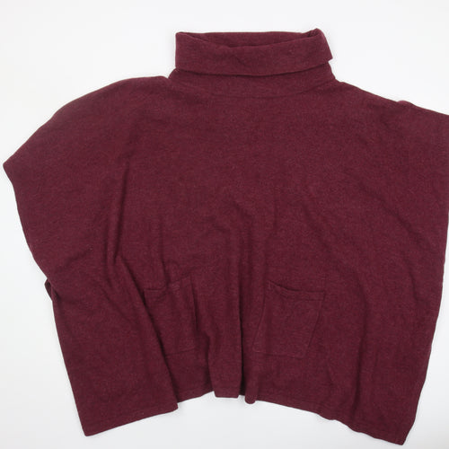 Deluxe Knitwear Women's Red Cape High Neck Jumper