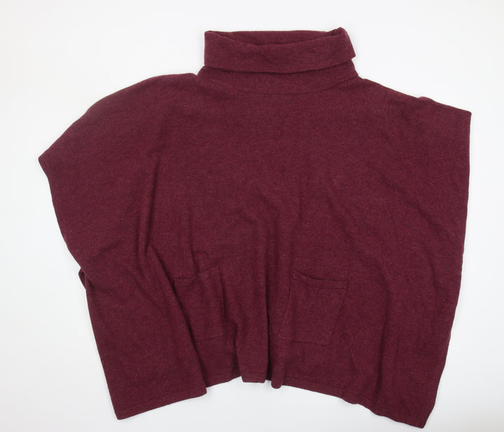 Deluxe Knitwear Women's Red Cape High Neck Jumper