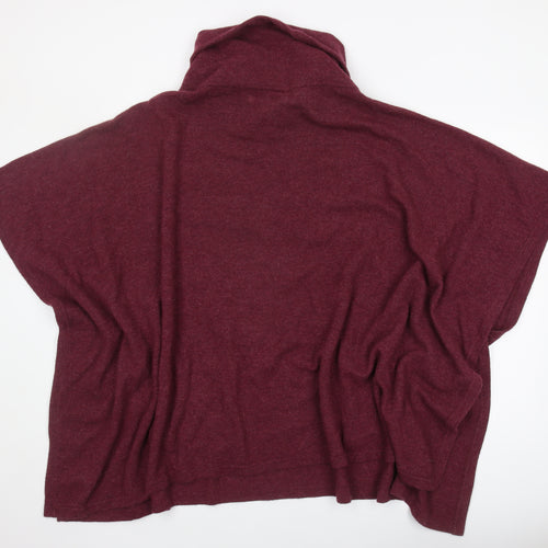 Deluxe Knitwear Women's Red Cape High Neck Jumper
