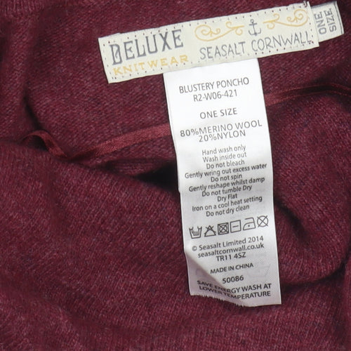 Deluxe Knitwear Women's Red Cape High Neck Jumper