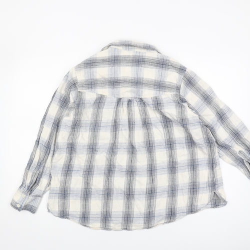 Marks and Spencer Women's Blue Plaid Button-Up Shirt