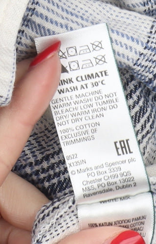 Marks and Spencer Women's Blue Plaid Button-Up Shirt