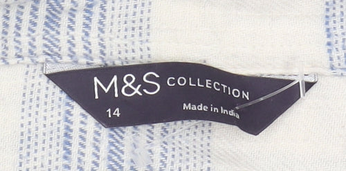 Marks and Spencer Women's Blue Plaid Button-Up Shirt