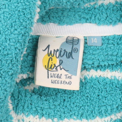 Weird Fish Women's Blue Striped Knit Sweater Size 14