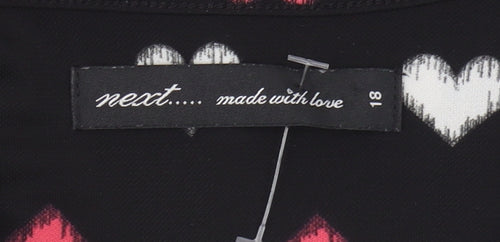 Next Women's Black Heart Print T-Shirt Size 18