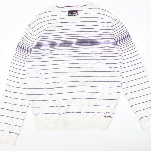 Quiksilver Men's 2XL White Striped Pullover Jumper