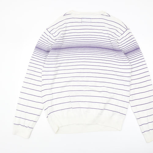 Quiksilver Men's 2XL White Striped Pullover Jumper