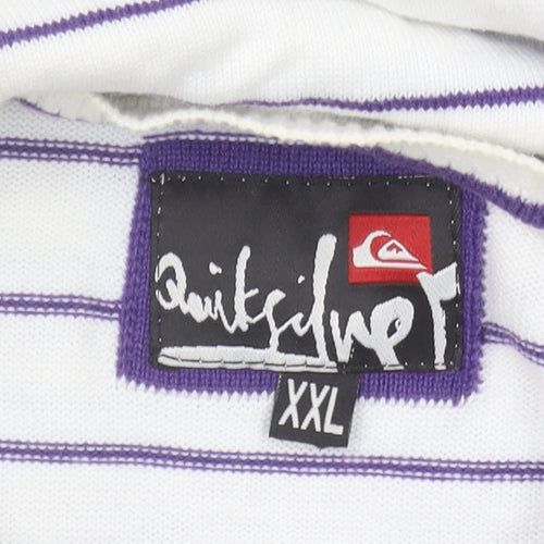 Quiksilver Men's 2XL White Striped Pullover Jumper