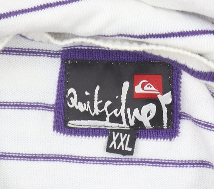 Quiksilver Men's 2XL White Striped Pullover Jumper