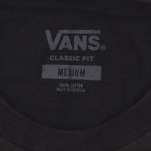 Vans Men's Black Skull Graphic T-Shirt, Medium