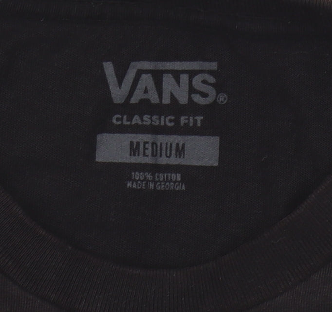 Vans Men's Black Skull Graphic T-Shirt, Medium