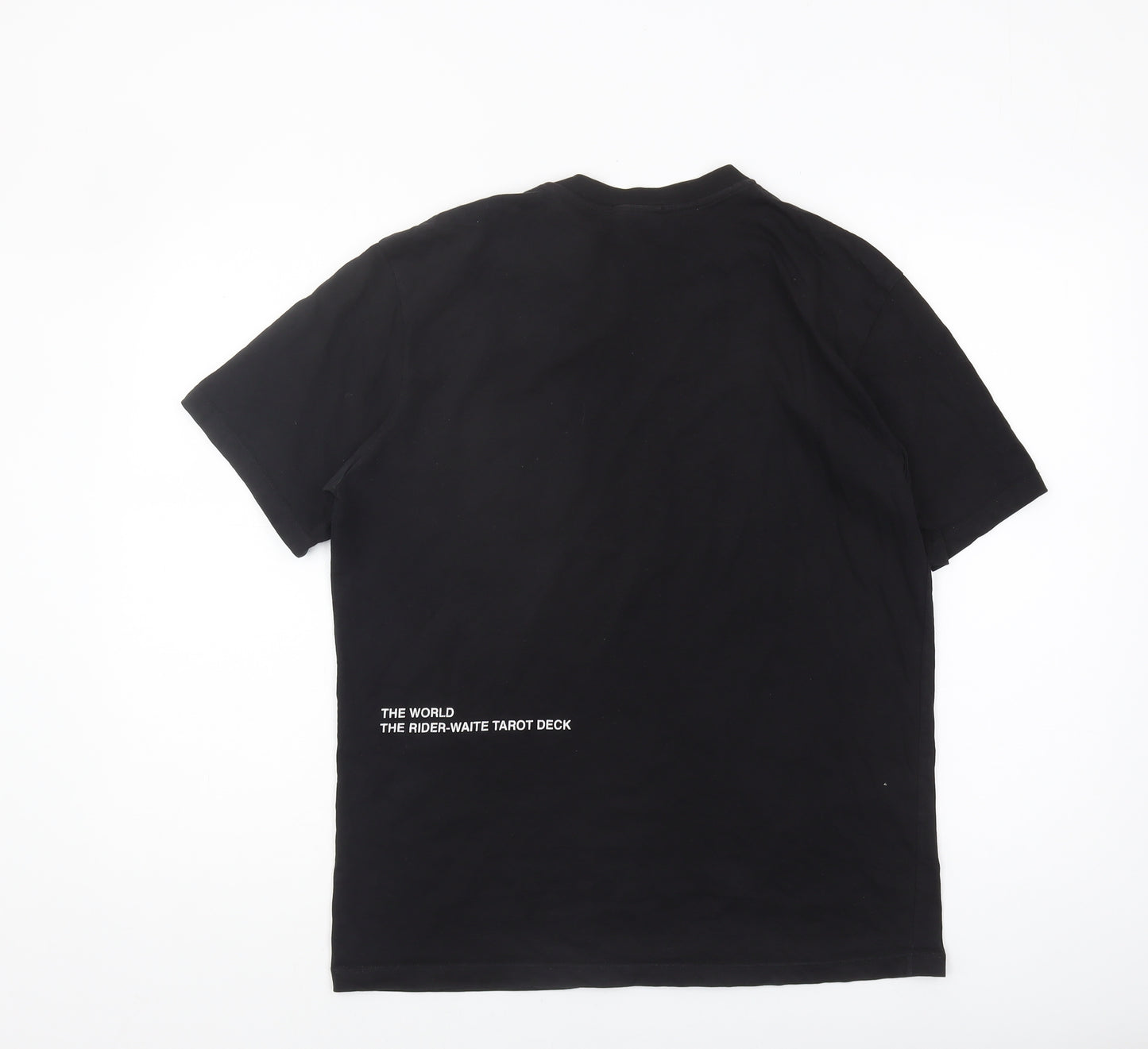 Zara Men's Medium Black Tarot T-Shirt, Cotton, Graphic Print