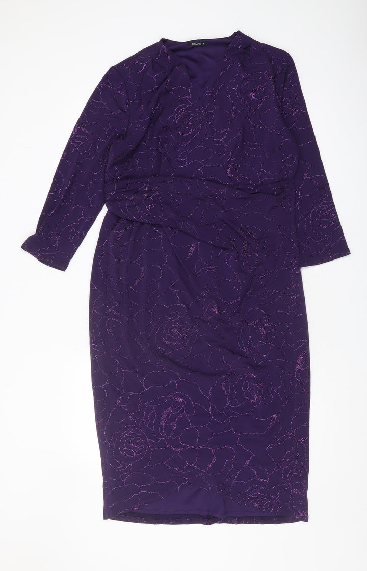 Roman Women’s Purple Bodycon Dress Size 16