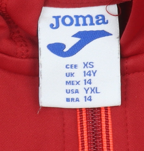 Joma Boys Red Full Zip Hoodie Size 14 Years