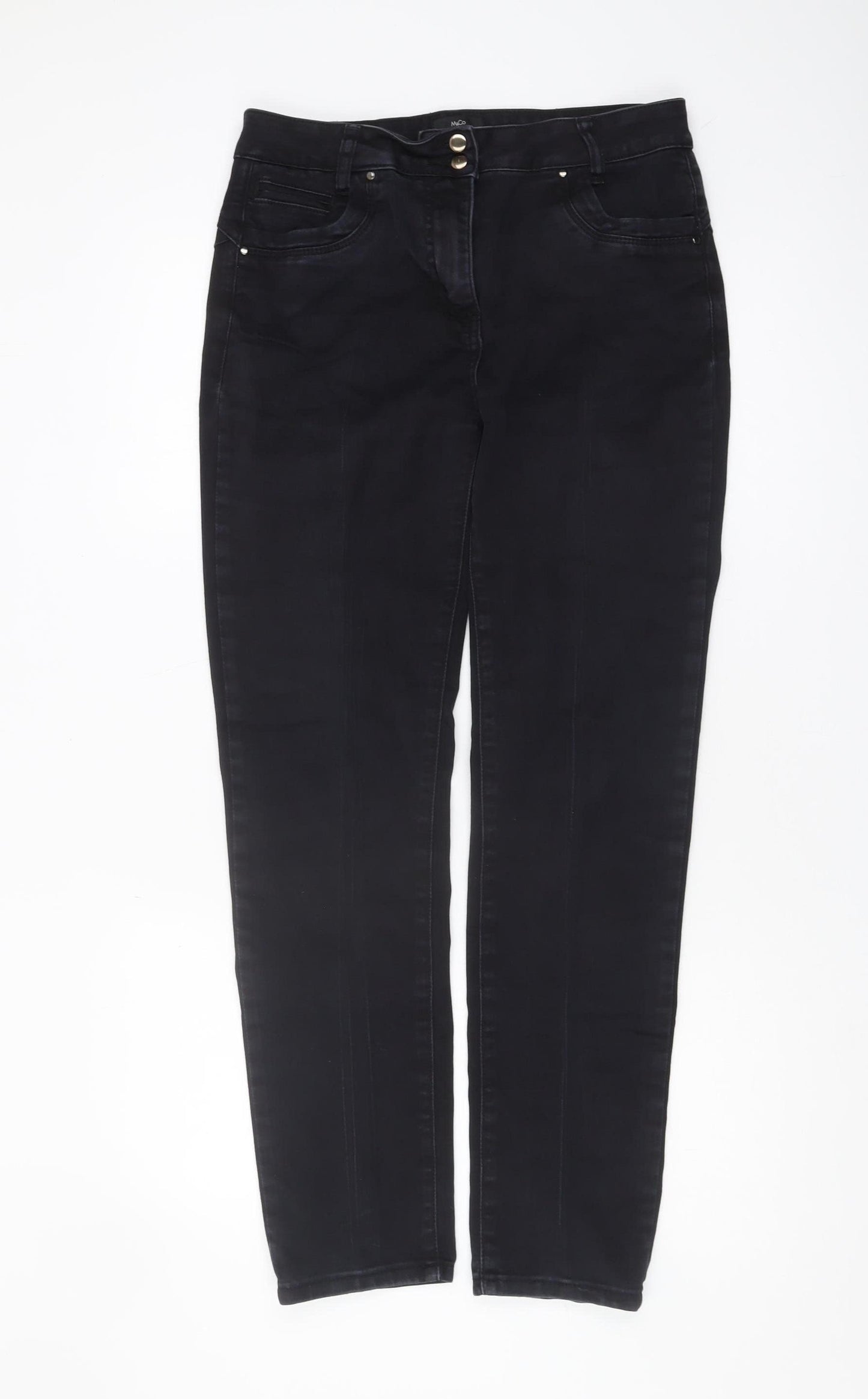 M&Co Women's Black Jeans Size 12, Classic Dark Denim