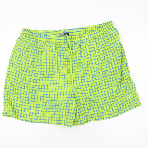 Hi-Tec Men's Green Check Swim Shorts XL Quick Dry