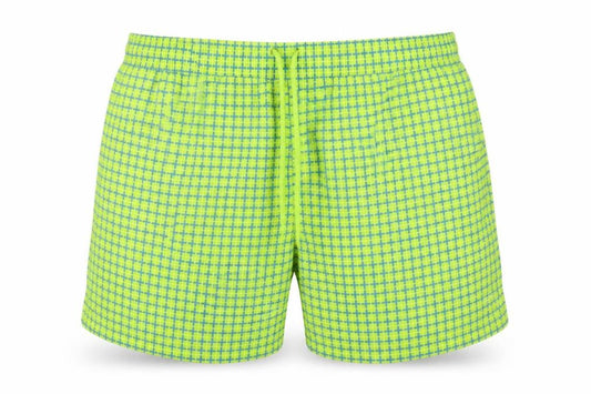 Front view of Hi-Tec Men's Green Check Swim Shorts XL Quick Dry