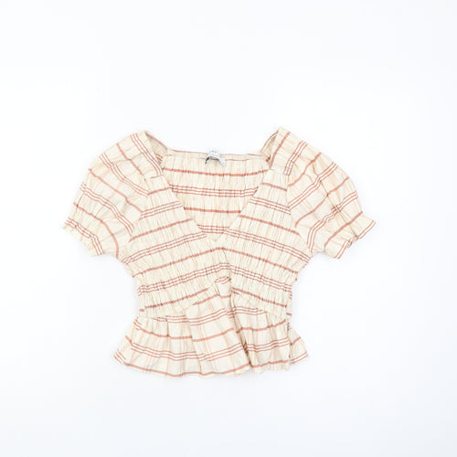 Bershka Women's Checked Cropped Blouse XS