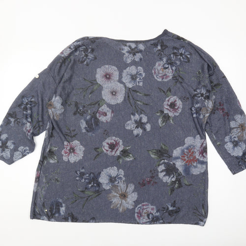 Apricot Women's Blue Floral Tunic Blouse Size M