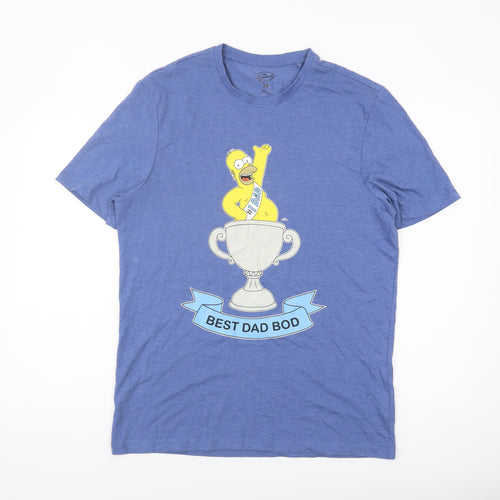 Homer Simpson Men's Blue T-Shirt M Funny Cartoon