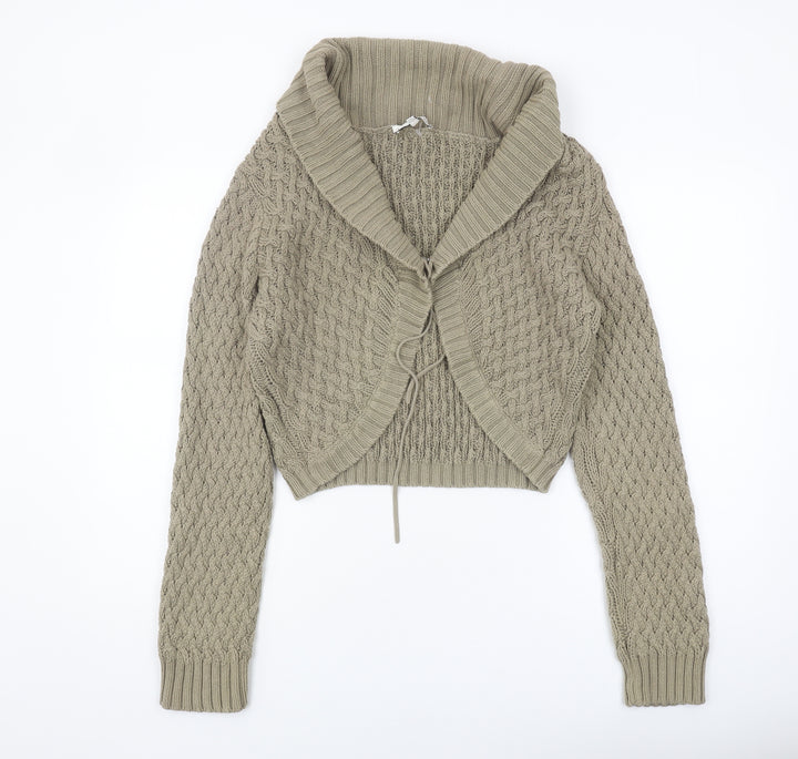 Laura Ashley Women's Beige XL Cable-Knit Cardigan